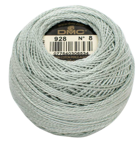 DMC Size 8 Perle Cotton Thread | 928 Very Light Grey Green | Size 8