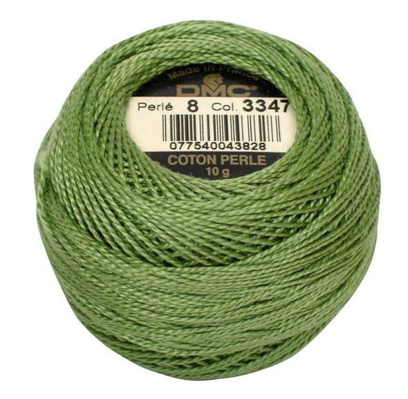 DMC Size 8 Perle Cotton Thread | 3347 MD Yellow Green | Size 8