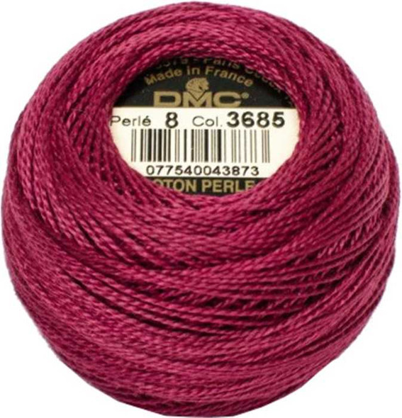 DMC Size 8 Perle Cotton Thread | 3685 V Dk Mauve | Size 8