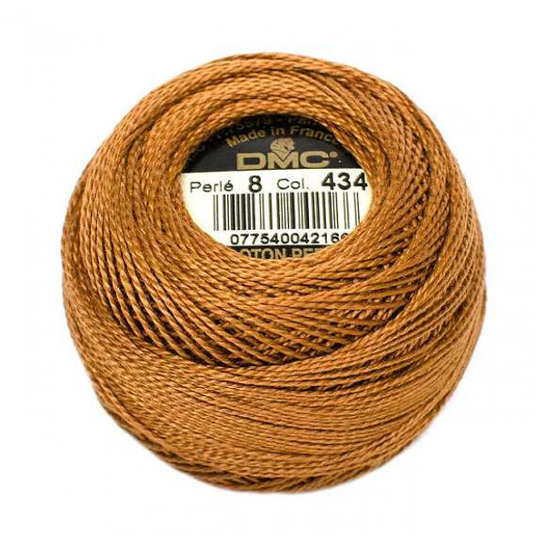 DMC Size 8 Perle Cotton Thread | 434 Light Brown | Size 8