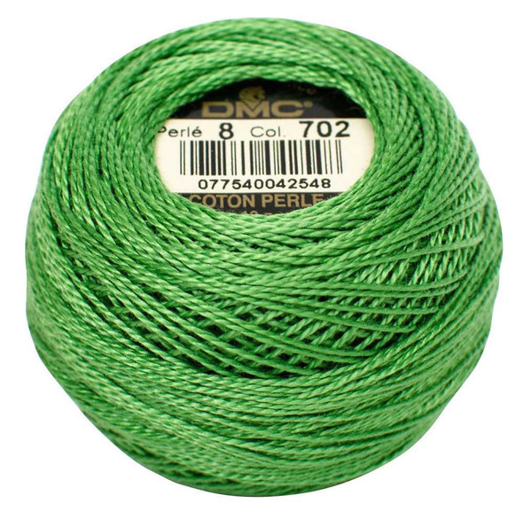 DMC Size 8 Perle Cotton Thread | 702 Kelly Green | Size 8