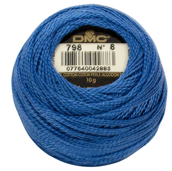 DMC Size 8 Perle Cotton Thread | 798 Dk Delft Blue | Size 8