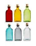 SET OF 6 - 8 oz Recycled Boston Glass Bottles with Cork Stoppers