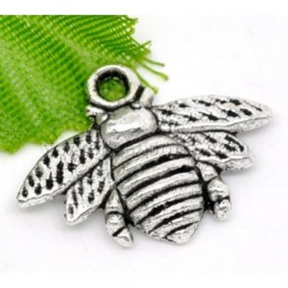 25 pcs Silver Honey Bee Charms 16x21mm | Ribbon and Ties