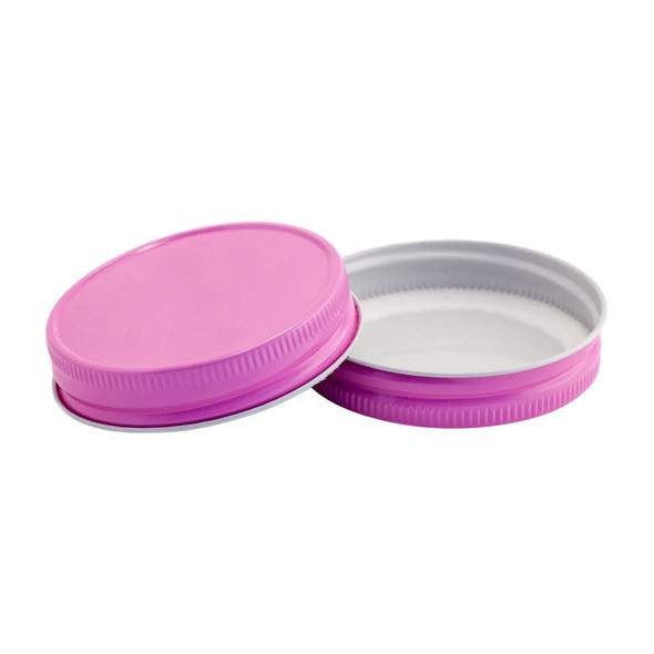 70/450 Pink Mason Jar Lid with Plastisol Liner - Regular Mouth | Closures, Lids