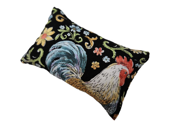 Emery Sand filled Pin Cushion - Roosters on Black | Cotton Emery Pincushions