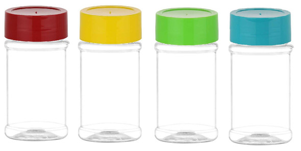 20 pcs 4 oz PET Plastic Spice Jars with Shake and Pour Cap in your color choice - Made in USA | Plastic Jars