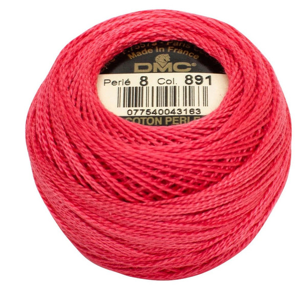 DMC Size 8 Perle Cotton Thread | 891 Dark Carnation | Size 8