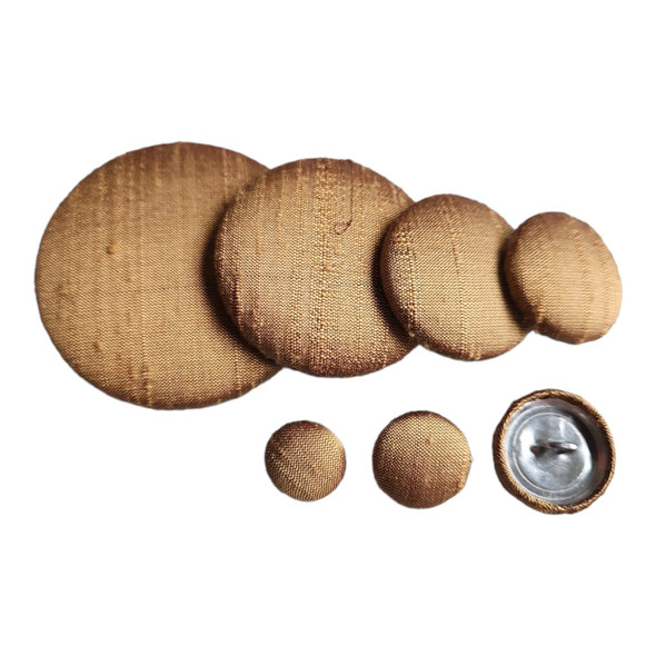Antique Copper Silk Dupioni Button