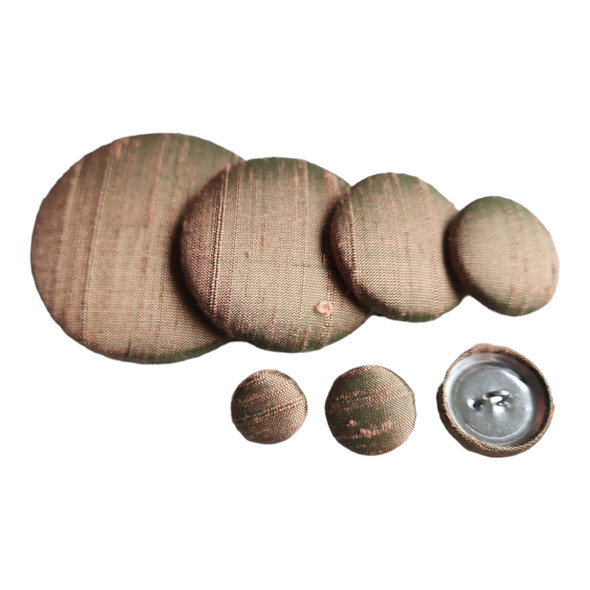 Antique Beige Silk Dupioni Button