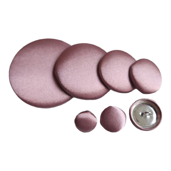 Mauve Pink Silk Satin Button