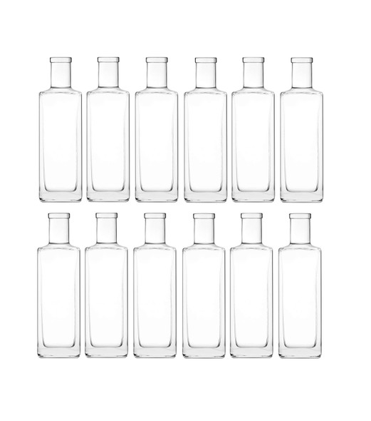 12 pcs 375 ml, 12 oz Clear Liberty Glass Liquor Bottle with Cork Finish