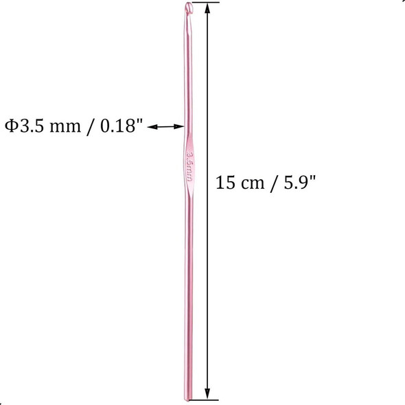 6 Pcs 3.5 mm Aluminum Crochet Hook Knitting Needles US Size E (Size 4) for DIY Yarn Craft, Nice Gift for Crocheting, Knitting, KIT (Pink) 6 Pcs 3.5 mm Aluminum Crochet Hook Knitting Needles US Size E (Size 4) for DIY Yarn Craft, Nice Gift for Crocheting, Knitting, KIT (Pink)