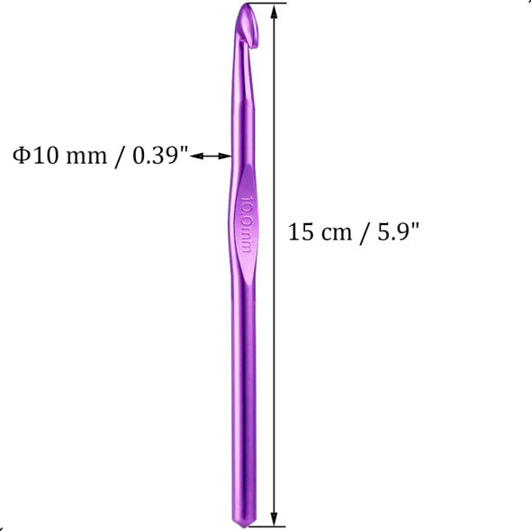 6 Pcs 10mm Aluminum Crochet Hook Knitting Needles US Size NP (Size 15) for DIY Yarn Craft, Nice Gift for Crocheting, Knitting (Purple) 6 Pcs 10mm Aluminum Crochet Hook Knitting Needles US Size NP (Size 15) for DIY Yarn Craft, Nice Gift for Crocheting, Knitting (Purple)