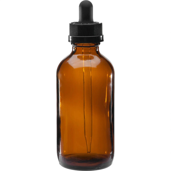 4 oz Amber Boston Round Glass Bottle with Dropper - 22mm 22-400