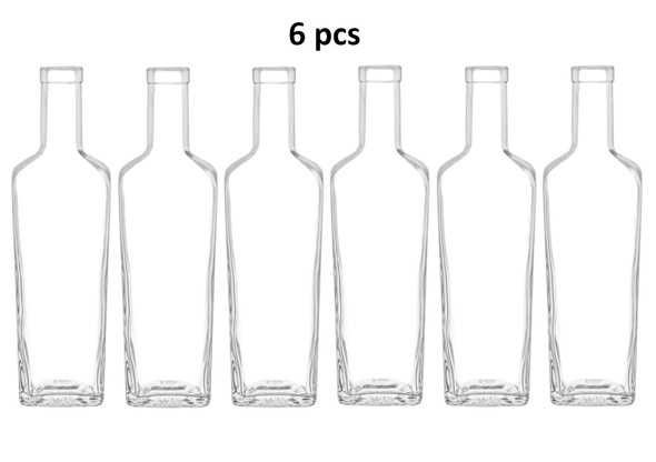 750 ml Clear Tapered Square Brunel Liquor Bottle with T-bar Cork Finish