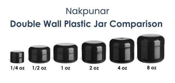 1/2 oz Black Double Wall Plastic Jar with Black Dome Lid