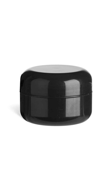 1/2 oz Black Double Wall Plastic Jar with Black Dome Lid