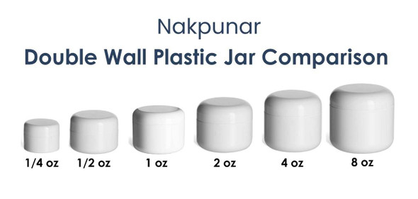 2 oz White Double Wall Plastic Jar with White Dome Shape Lid | Double Wall Plastic Jars