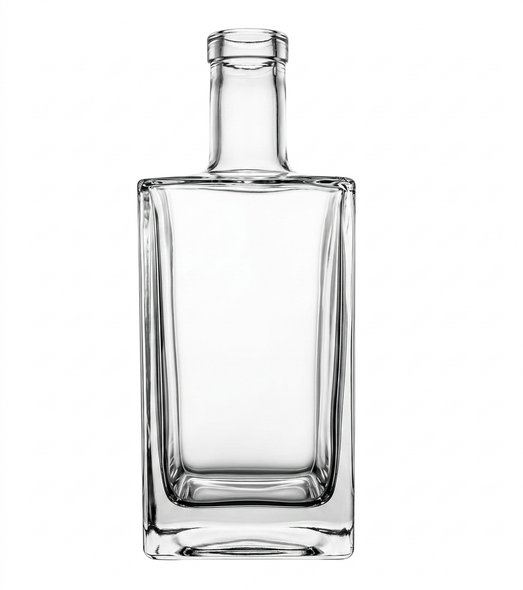 750 ml Clear Square Liquor Bottle with T-bar Cork Finish