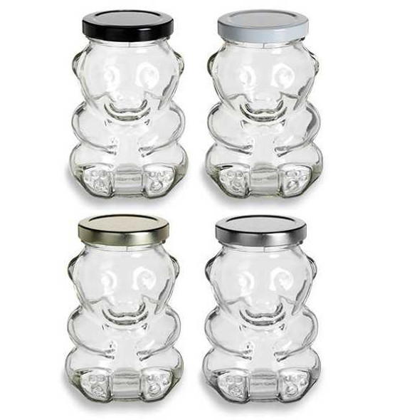 9 oz Glass Bear Jar with Plastisol Lined Lids | Unique Glass Jars