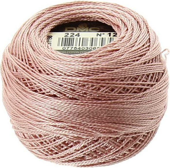 DMC Perle Cotton Thread Ball | Size 12 | 224 V Lt Shell Pink | Size 12