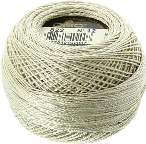 DMC Perle Cotton Thread Ball | Size 12 | 822 Light Beige Gray | Size 12