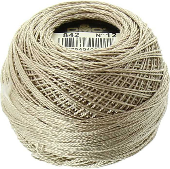 DMC Perle Cotton Thread Ball | Size 12 | 842 V Lt Beige Brown | Size 12