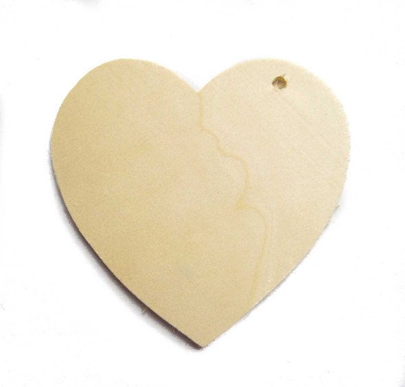4" Unfinished Wooden Heart Gift Tag - Large