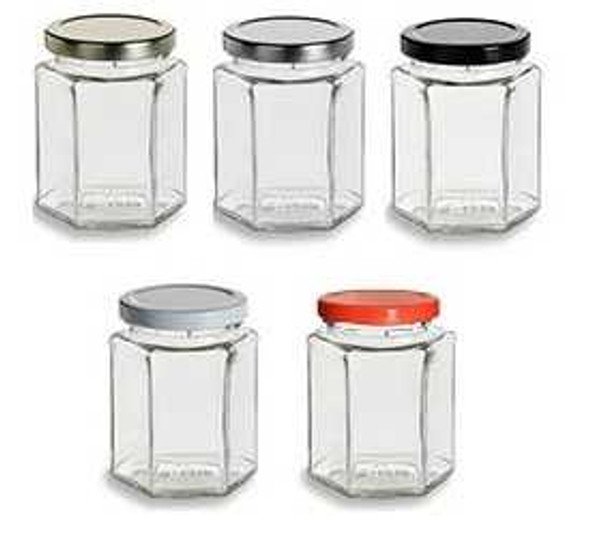 9 oz Hexagon Glass Jar with Lid (270 ml)