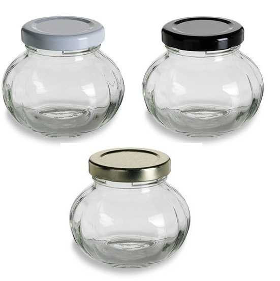 4 oz Round Faceted Glass Jar with Lid | Round Jars