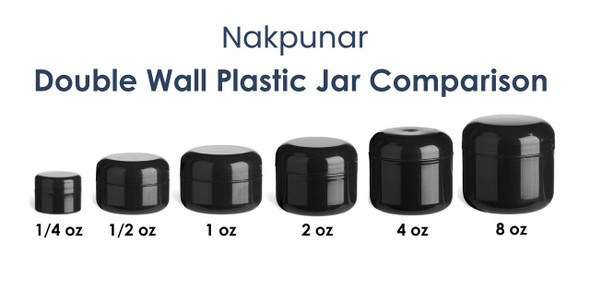 1 oz Black Double Wall Plastic Jar with Black Dome Lid | Plastic Jars
