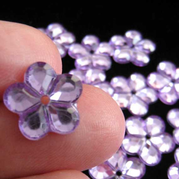 50 pcs Sew-on Floral Flatback Resin Rhinestones - 5 Petal Floral (Choose your Color)