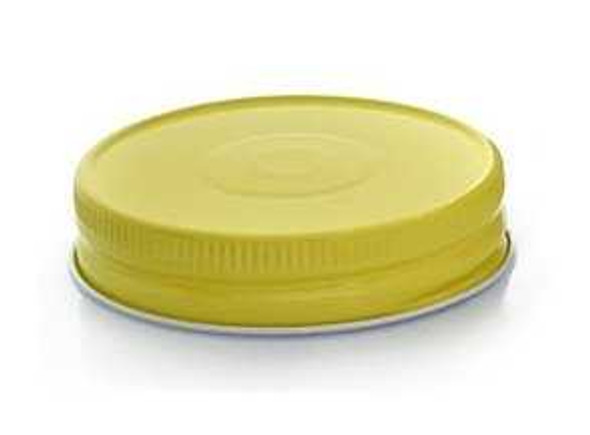 70/450 Yellow Mason Jar Lid with Plastisol Liner and Safety Button- Regular Mouth | Closures, Lids