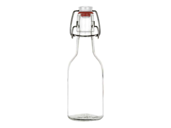 8.5 oz Round Clear Glass Bottle with Swing Top | Swing Top Bottles