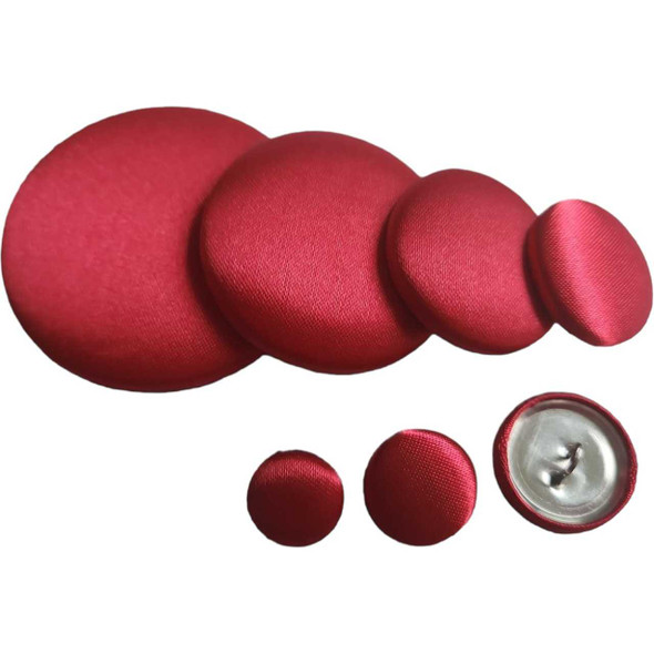 True Red Silk Satin Buttons with shank back  in 7 different sizes fot sewing