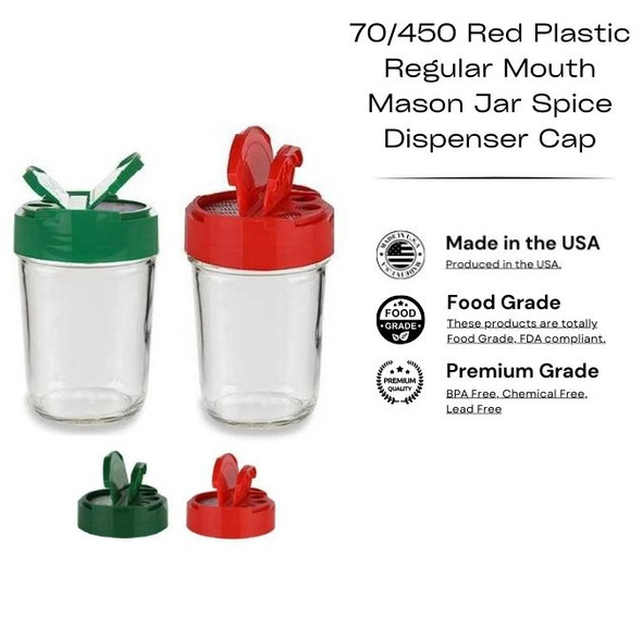 70/450 Plastic Regular Mouth Mason Jar Spice Dispenser Cap Closures, Lids