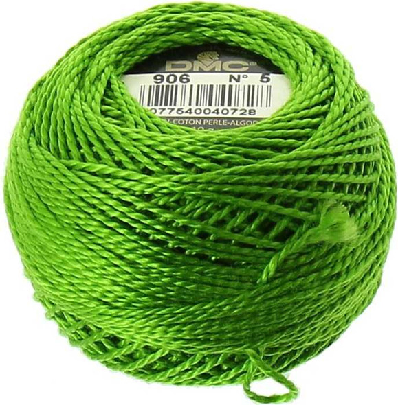 DMC Size 5 Perle Cotton Thread | 906 Md Parrot Green | Size 5