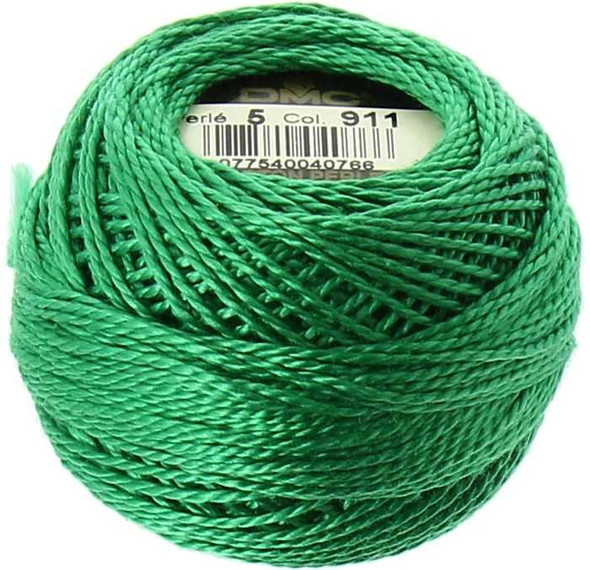 DMC Size 5 Perle Cotton Thread | 911 Md Emerald Green | Size 5