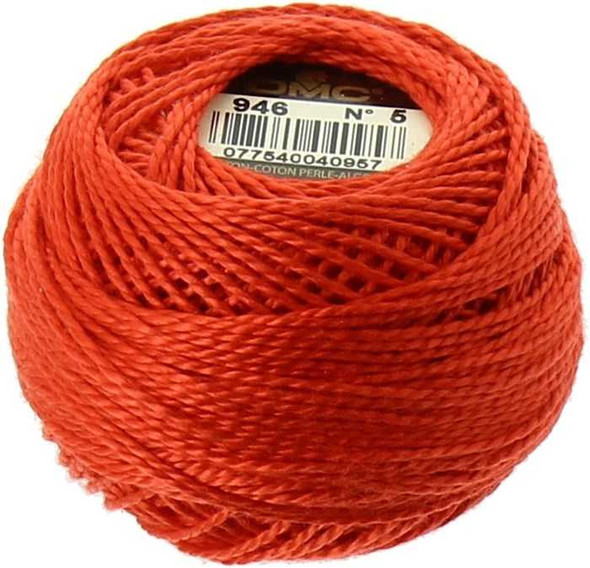 DMC Size 5 Perle Cotton Thread | 946 Md Burnt Orange | Size 5