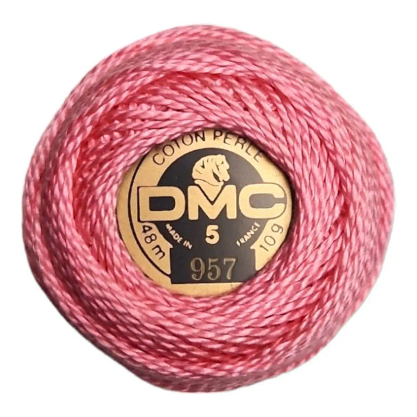 DMC Size 5 Perle Cotton Thread | 957 Pale Geranium Pink | Size 5