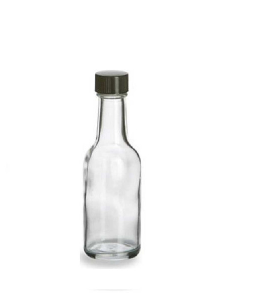 60 ml Round Liquor Glass bottle with Black Cap | Beverage & Liquor Bottles