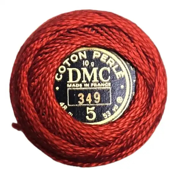 DMC Size 5 Perle Cotton Thread | 349 DK Coral | Size 5