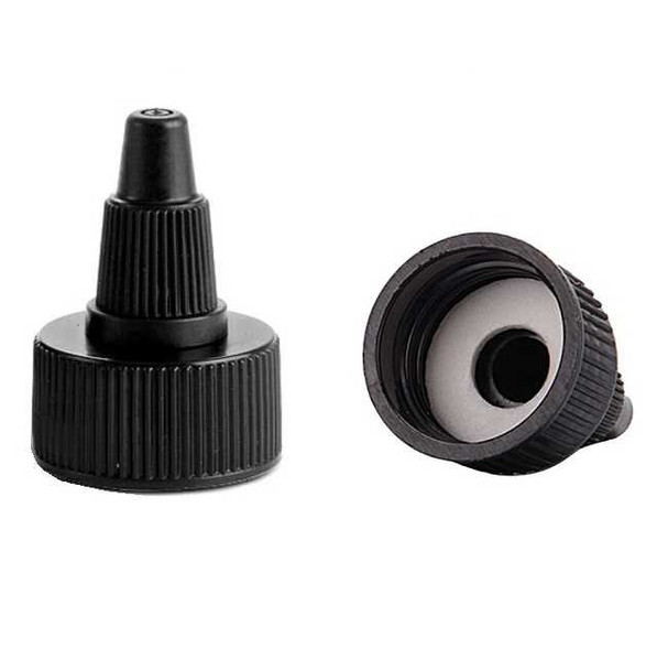 20/410 Black Twist Open/Close Dispensing Cap with PE Foam Gasket | CT Thread Lids- Plastic