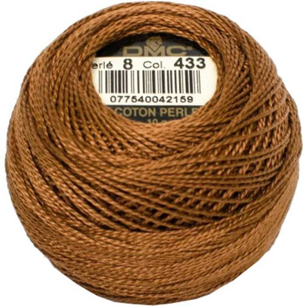 DMC Size 8 Perle Cotton Thread | 433 Medium Brown | Size 8