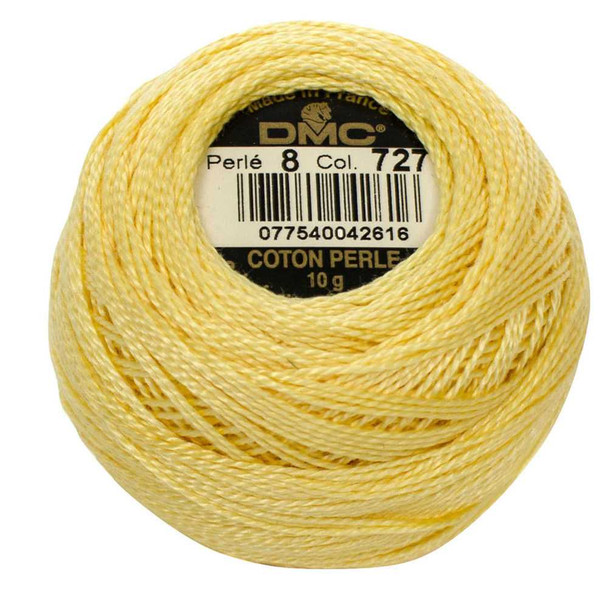 DMC Size 8 Perle Cotton Thread | 727 Very Light Topaz | Size 8