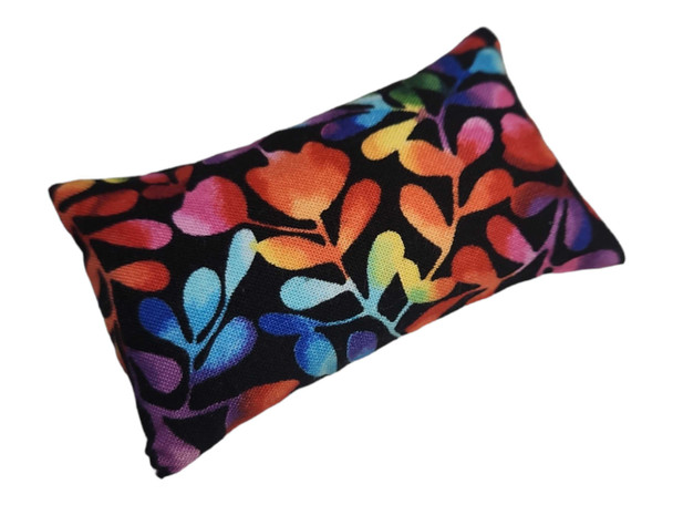 Emery Sand filled Pin Cushion - Colorful Leaves on Black | Cotton Emery Pincushions