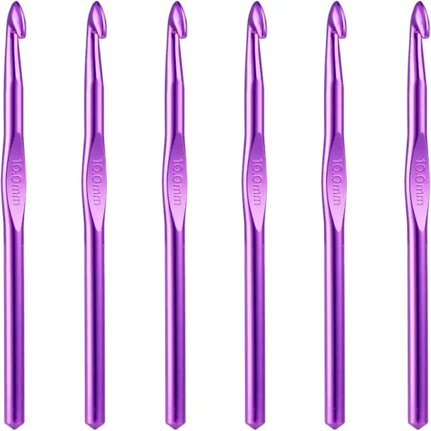 6 Pcs 10mm Aluminum Crochet Hook Knitting Needles US Size NP (Size 15) for DIY Yarn Craft, Nice Gift for Crocheting, Knitting (Purple) 6 Pcs 10mm Aluminum Crochet Hook Knitting Needles US Size NP (Size 15) for DIY Yarn Craft, Nice Gift for Crocheting, Knitting (Purple)