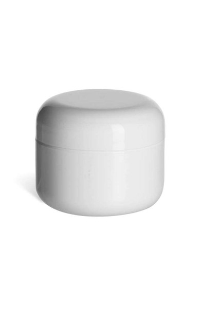 1 oz White Double Wall Plastic Jar with White Dome Shape Lid | Double Wall Plastic Jars 1 oz White Double Wall Plastic Jar with White Dome Shape Lid | Double Wall Plastic Jars