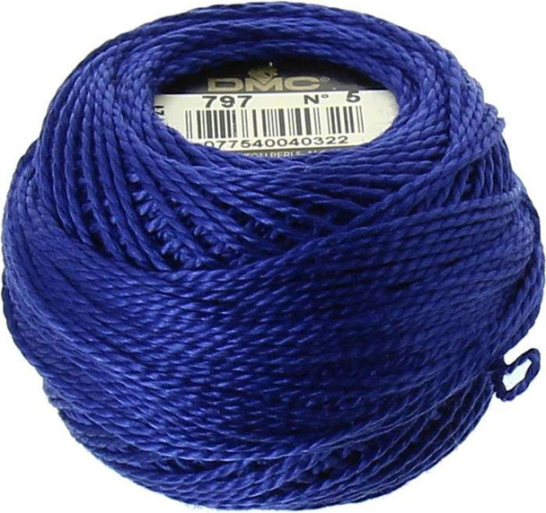 DMC Size 5 Perle Cotton Thread | 797 Royal Blue | Size 5